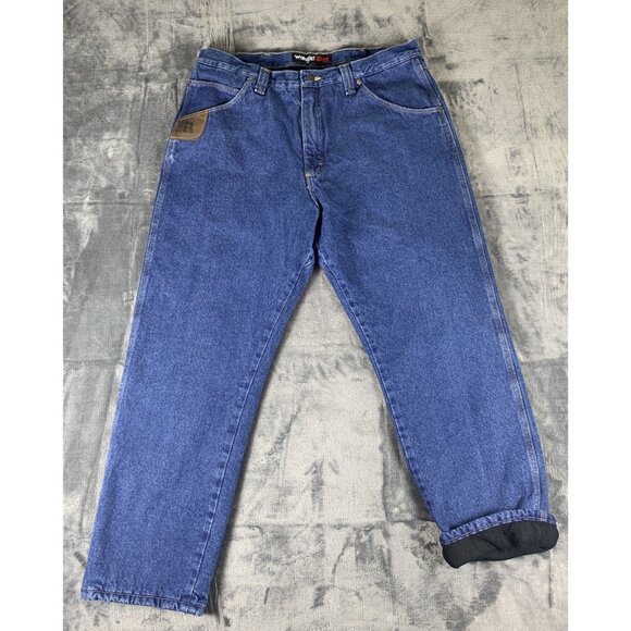 Wrangler Riggs Workwear Denim Blue Jeans Men's 38x30 Fleece Quilted Lined - Picture 1 of 16